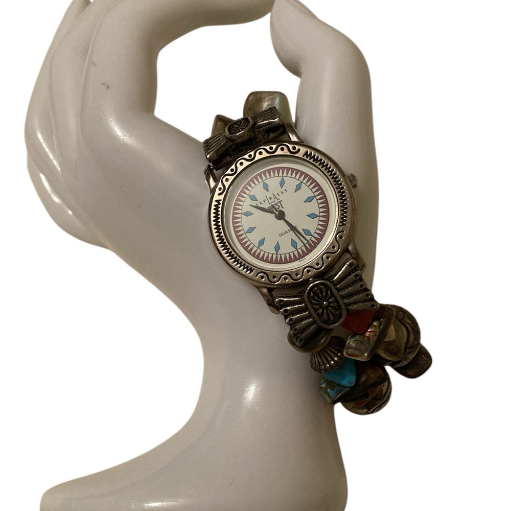 La Express Watch Southwest Style Wristwatch Lax Semi Precious Beads